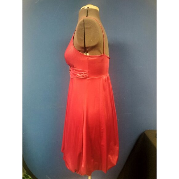 Red Spaghetti Strap Party Dress With Rhinestone Accent By Trac Small Polyester M - Picture 2 of 6